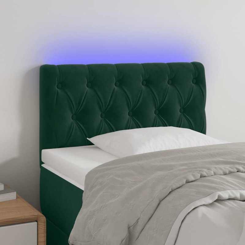 Tête de lit à LED Vert foncé 80x7x78/88 cm Velours 626818626818