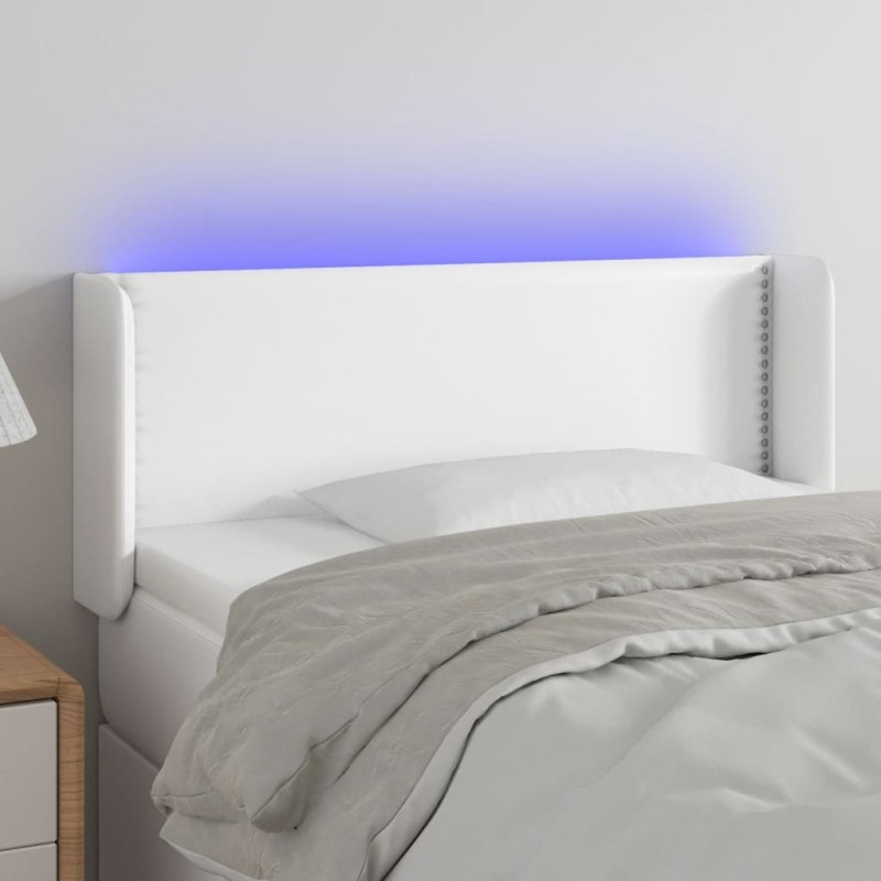Tête de lit à LED Blanc 103x16x78/88 cm Similicuir 626831626831