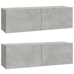 Meubles TV 2 pcs Gris béton 100x30x30 cm Bois d'ingénierie 626836626836