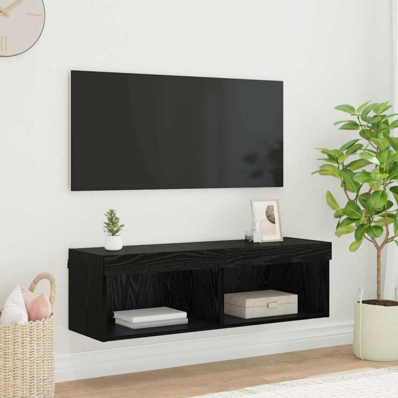 Meuble TV mural Chêne noir 100 x 30 x 30 cm Bois d'ingénierie 626849626849