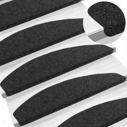 Tapis d'escalier auto-adhésifs 15 pcs Noir 80 x 28 x 3,5 cm 626857626857