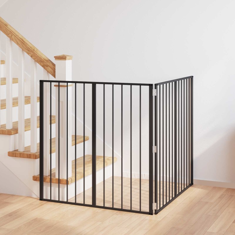 Porte pour chien 2 Panels Noir 100 x 100 cm Acier galvanisé 626883626883