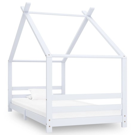 Cadre de lit d'enfant Blanc Bois de pin massif 90x200 cm 626885626885