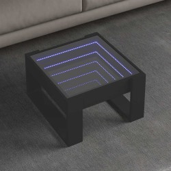 Table basse avec LED infini noir 50x53x30 cm 626891626891