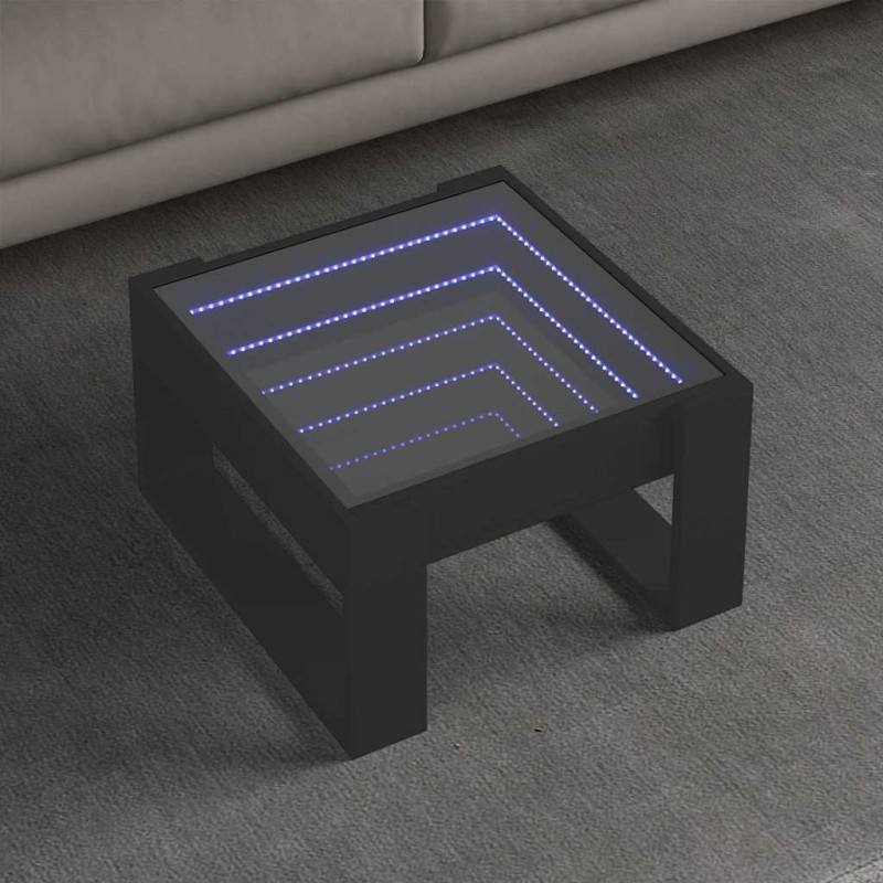 Table basse avec LED infini noir 50x53x30 cm 626891626891