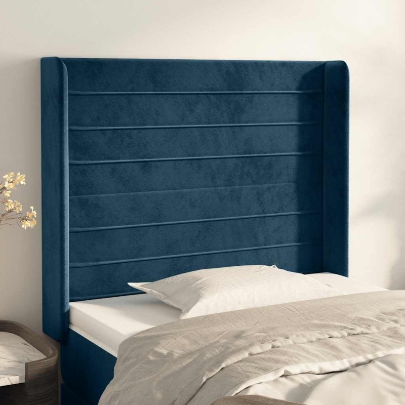 Tête de lit avec oreilles Bleu foncé 83x16x118/128 cm Velours 626902626902