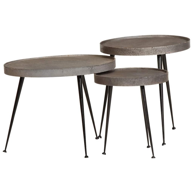 Table basse 3 pcs en bois composite argenté 626906626906