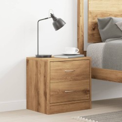 Table de chevet chêne artisanal 40x30x40 cm bois d'ingénierie 626916626916