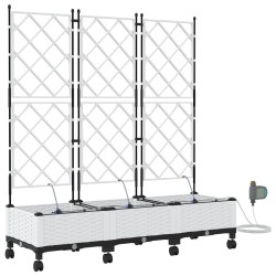 Porte-plante de jardin avec irrigation et roues 3 pc Blanc PP 626923626923