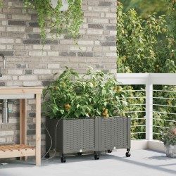 Porte-plante de jardin avec irrigation et roues 2 pc Gris clair 626927626927