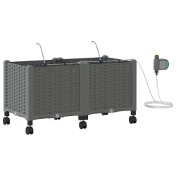 Porte-plante de jardin avec irrigation et roues 2 pc Gris clair 626927626927