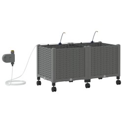 Porte-plante de jardin avec irrigation et roues 2 pc Gris clair 626927626927