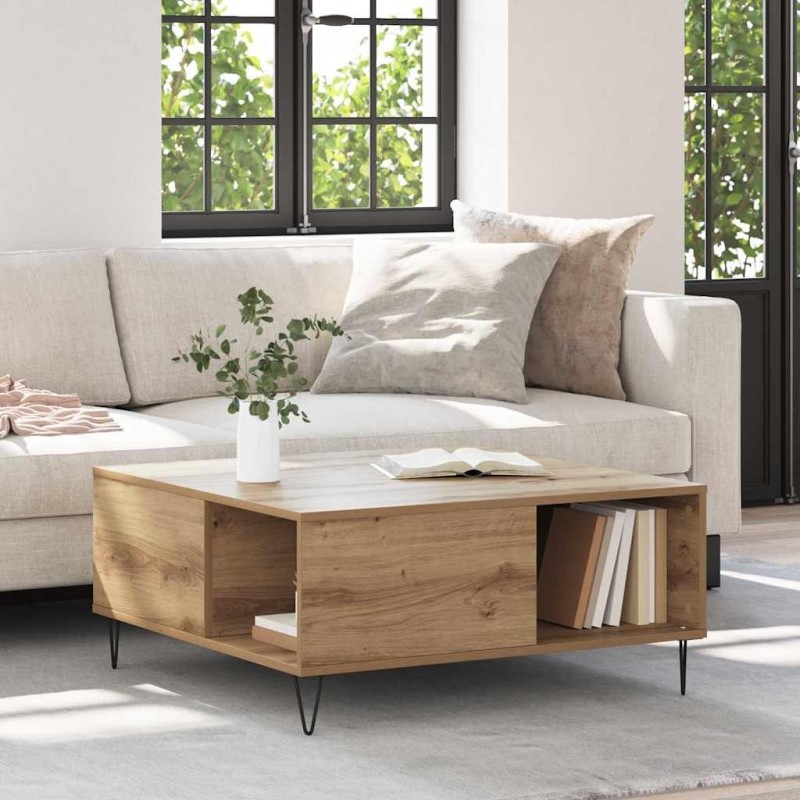 Table basse Chêne artisanal 80 x 80 x 36,5 cm Bois d'ingénierie 626932626932