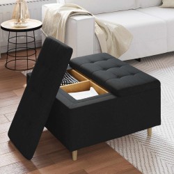 Pouf de rangement avec coussin Noir 80 x 80 x 45 cm tissu 626937626937
