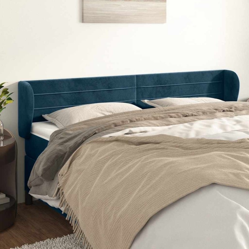 Tête de lit avec oreilles Bleu foncé 163x23x78/88 cm Velours 626940626940