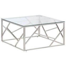 Table basse argenté acier inoxydable et verre trempé 626947626947