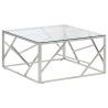 Table basse argenté acier inoxydable et verre trempé 626947626947