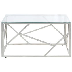 Table basse argenté acier inoxydable et verre trempé 626947626947