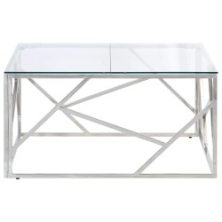 Table basse argenté acier inoxydable et verre trempé 626947626947