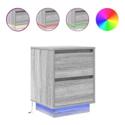 Tables de chevet avec lumières LED 2pcs sonoma gris 38x34x50 cm 626951626951