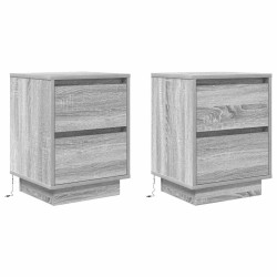 Tables de chevet avec lumières LED 2pcs sonoma gris 38x34x50 cm 626951626951