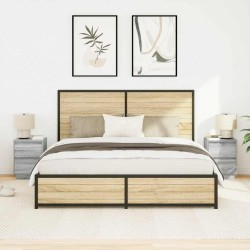 Tables de chevet avec lumières LED 2pcs sonoma gris 38x34x50 cm 626951626951