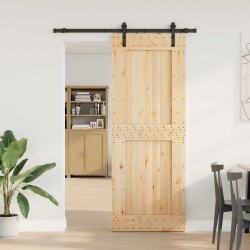 Porte coulissante NARVIK Naturel et noir 85 x 210 cm (152,5 cm) 626962626962