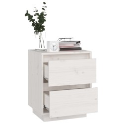Table de chevet Blanc 40x35x50 cm Bois de pin solide 626964626964