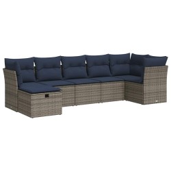 Salon de jardin avec coussins 7 pcs gris résine tressée 626970626970