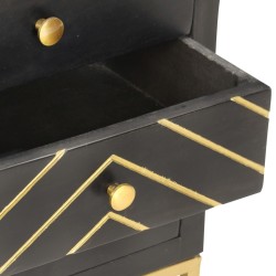 Table de chevet Noir et doré 40x30x50cm Bois de manguier massif 626978626978