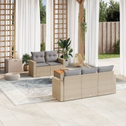 Salon de jardin avec coussins 6pcs mélange beige résine tressée 626984626984