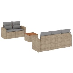 Salon de jardin avec coussins 6pcs mélange beige résine tressée 626984626984