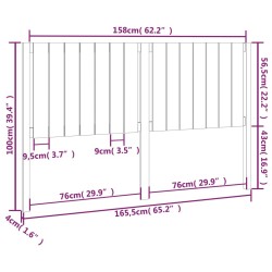 Tête de lit 165,5x4x100 cm Bois massif de pin 626985626985