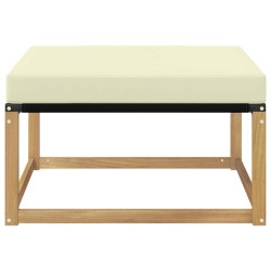 Pouf d'Extérieur Bois d'acacia massif et Textilène Blanc 626987626987