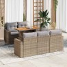Salon de jardin avec coussins 6 pcs beige résine tressée 626989626989