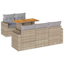 Salon de jardin avec coussins 6 pcs beige résine tressée 626989626989