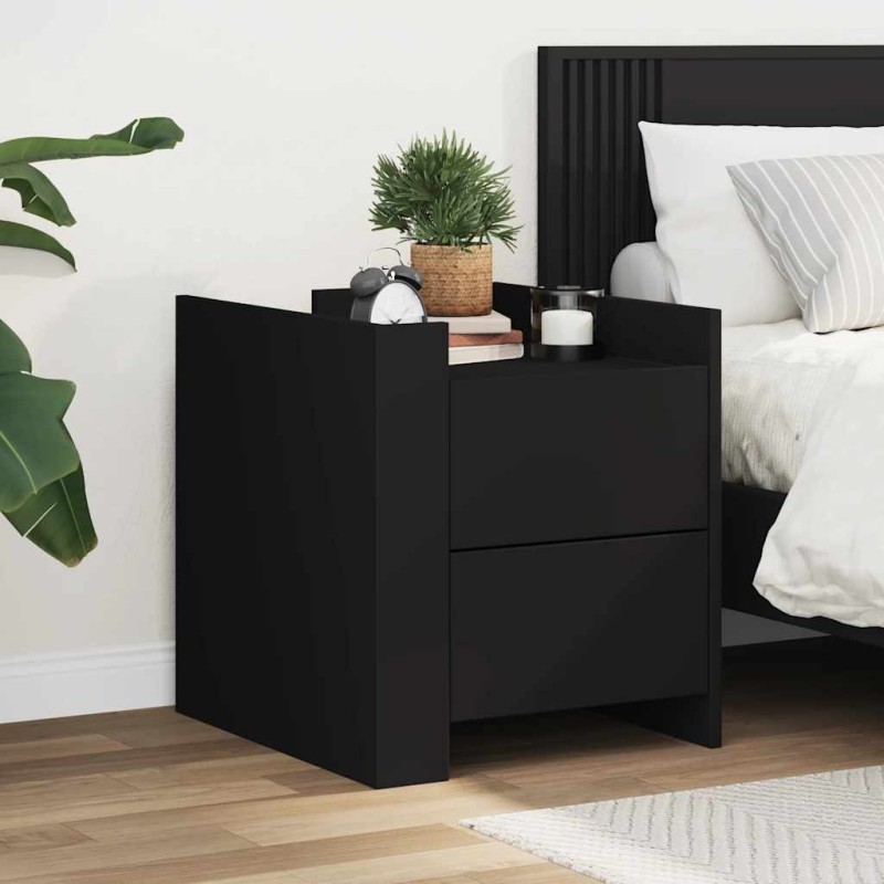 Table de chevet noir 45x50x50 cm bois d’ingénierie 626990626990