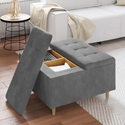Pouf de rangement Gris foncé 80 x 80 x 45 cm Velours 626994626994