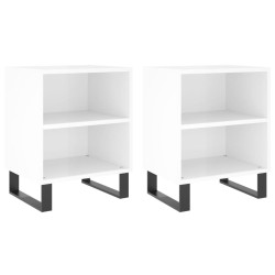 Tables de chevet 2pcs blanc brillant 40x30x50cm bois ingénierie 627004627004