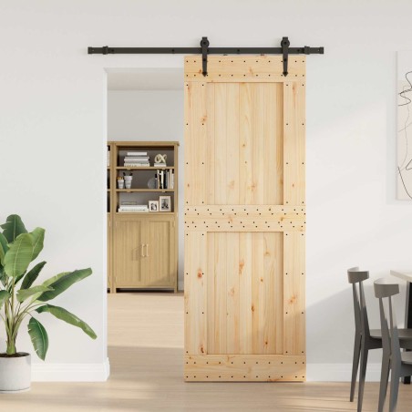 Porte coulissante NARVIK Naturel et noir 85 x 210 cm (152,5 cm) 627018627018