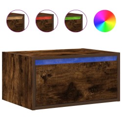 Table de chevet murale avec lumières LED chêne fumé 627027627027