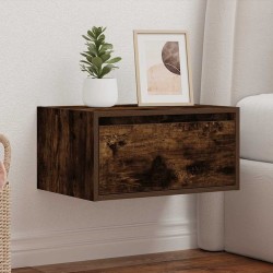 Table de chevet murale avec lumières LED chêne fumé 627027627027