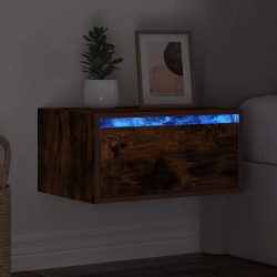 Table de chevet murale avec lumières LED chêne fumé 627027627027