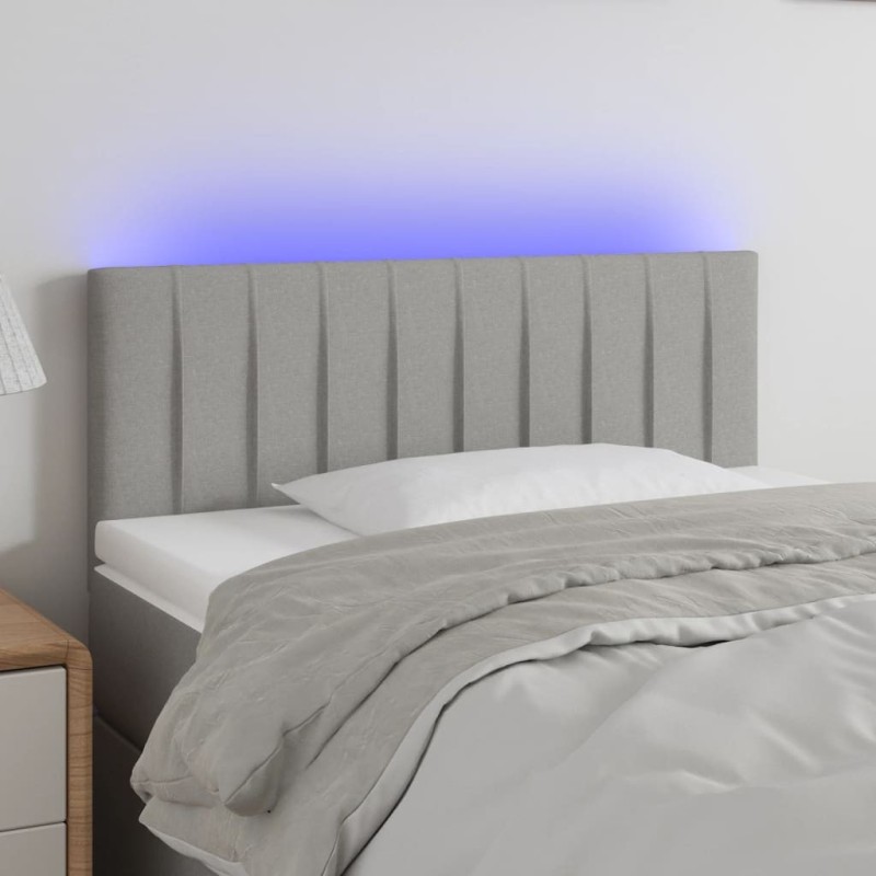 Tête de lit à LED Gris clair 100x5x78/88 cm Tissu 627029627029