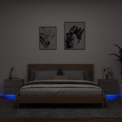 Tables de chevet murales avec lumières LED 2 pcs sonoma gris 627034627034