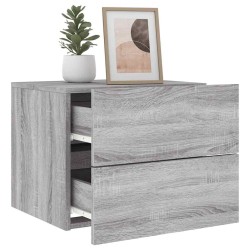 Tables de chevet murales avec lumières LED 2 pcs sonoma gris 627034627034