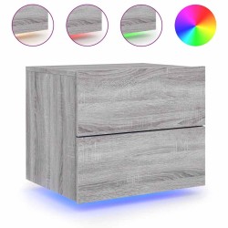 Tables de chevet murales avec lumières LED 2 pcs sonoma gris 627034627034