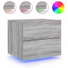 Tables de chevet murales avec lumières LED 2 pcs sonoma gris 627034627034