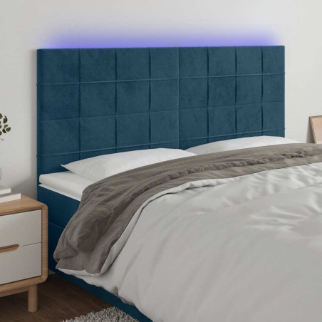 Tête de lit à LED Bleu foncé 200x5x118/128 cm Velours 627044627044