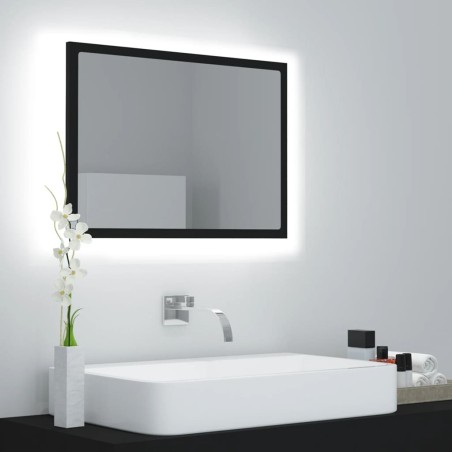 Miroir à LED de salle de bain Noir 60x8,5x37 cm Acrylique 627045627045